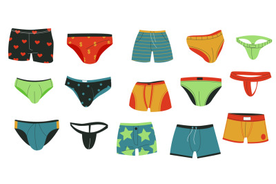 Men swimming underpants. Male swimsuit garment colorful underwear, car