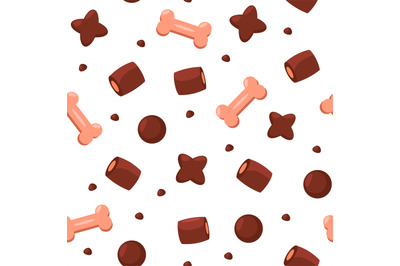 Dry pet food pattern. Seamless print of dog meal cartoon flat style&2C; s