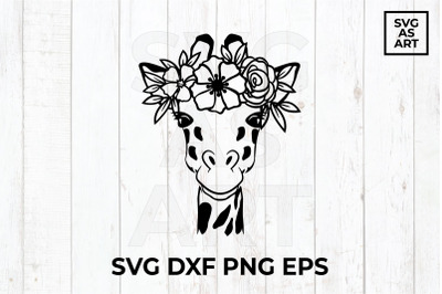 Floral Crown Giraffe SVG Cut File