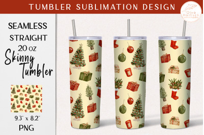 Christmas Tumbler Sublimation. Watercolor Christmas Tree Tumbler Wrap