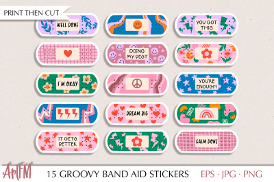 Groovy Band Aid Stickers | Motivational Sticker Bundle
