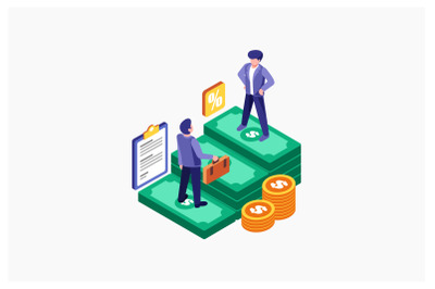 Isometric Economy Partner Business Vector Illustration