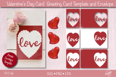 Valentine Card SVG| Heart card SVG template| Love cards| Greeting Card