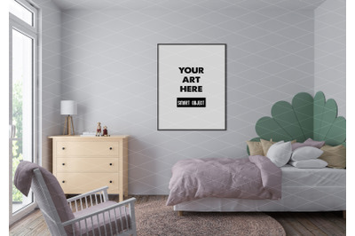 Interior scene artwork background frame mockup