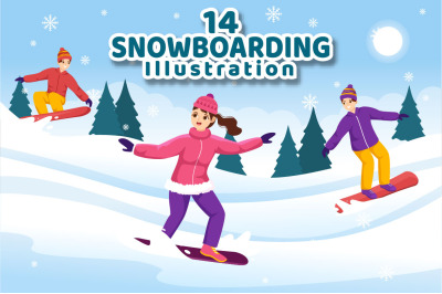 14 Snowboarding Illustration