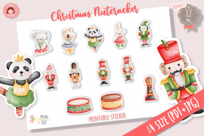 Christmas Nutcracker Sticker Printable Sheet | Christmas Ornament Stic