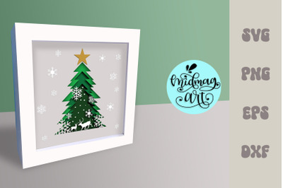 Christmas tree shadow box svg