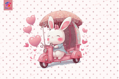 Cute Bunny Riding Tuk Tuk Valentine