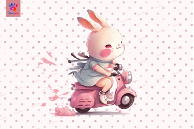 Pink Bunny Riding Motobike Valentine 2