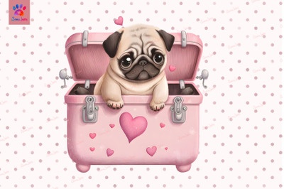 Pug Puppy In Love Music Box Valentine