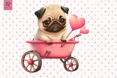 Pug Puppy In Wheelbarrow Valentine