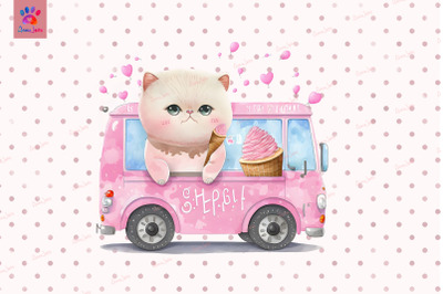 Cute Cat On Ice Cream Vans Valentine