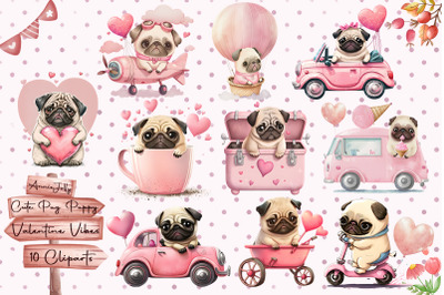 Cute Pug Puppy Valentine Vibes Bundle