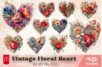 Beautiful Vintage Floral Heart Bundle