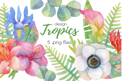 Watercolor Tropic Flowers Design