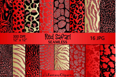 Red Safari Animal Print Seamless Digital Paper