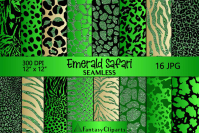 Emerald Safari Animal Print Seamless Digital Paper