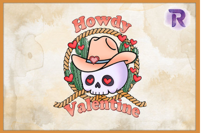 Howdy Valentine Skeleton Hat Western