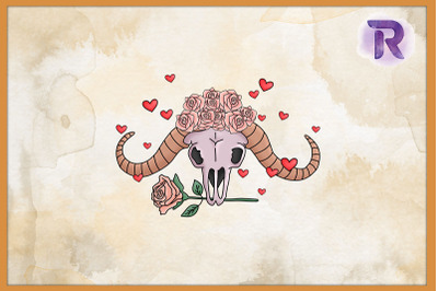 Valentine&#039;s Bull Skull Sublimation