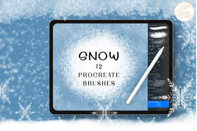 Snow Procreate Brushes. Winter Snowflake and Ice Brush Set