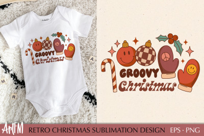 Retro Christmas Sublimation Print | Groovy Christmas PNG