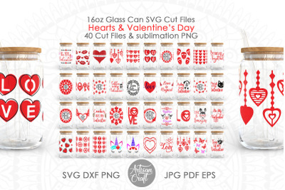 Can glass wrap SVG, Valentines glass wrap, 16oz can glass