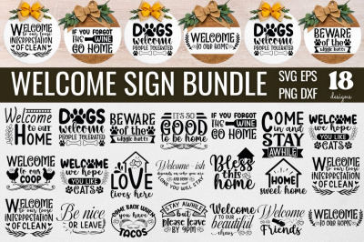 Round Welcome Sign SVG Bundle