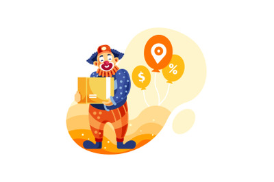 Clown Delivery Service Vector Illustration