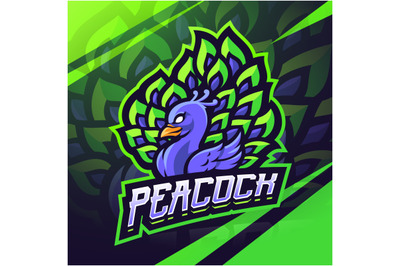 Peacock esport mascot logo design