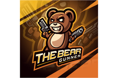 Teddy bear gunner esport mascot logo