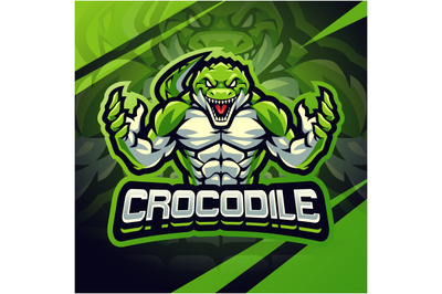 Crocodile fighter esport mascot logo design