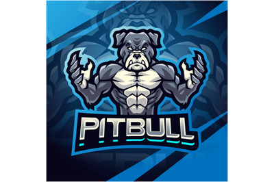 Pitbull fighter mascot logo design