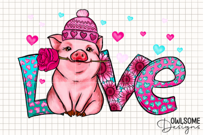 Love Pig Valentine PNG Sublimation Design