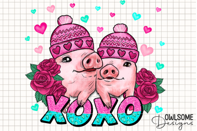 XOXO Pig Valentine PNG Sublimation