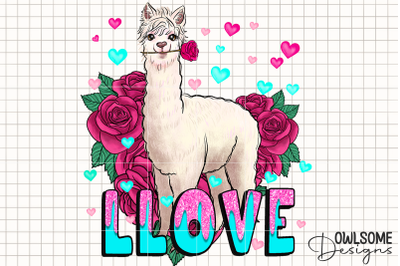 Llama Love Valentine PNG Sublimation