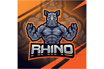 Rhinos fighter esport mascot logo design