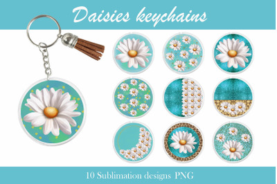 Daisies - Keychain sublimation designs bundle | Keyrings png