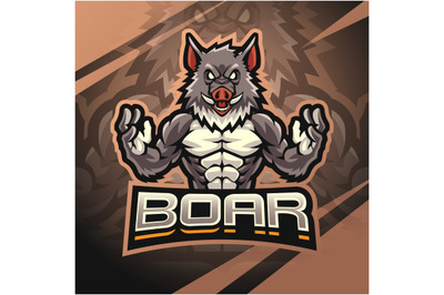 Boar fighter esport mascot logo design