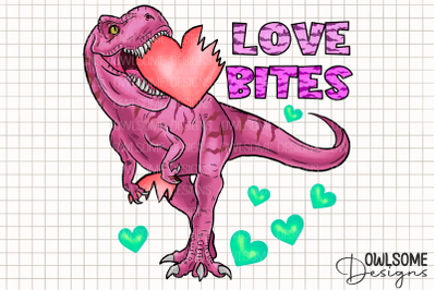 Love Bites T-Rex Valentine PNG