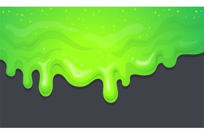 Liquid slime background. Cartoon green drip goo mucus glitter texture