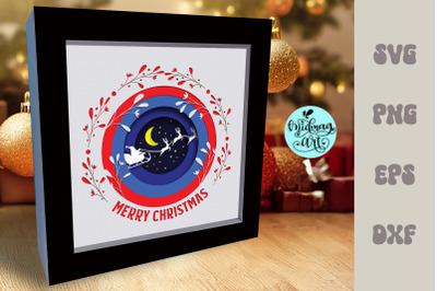 Merry christmas shadow box svg&2C; christmas scene Shadow Box Svg