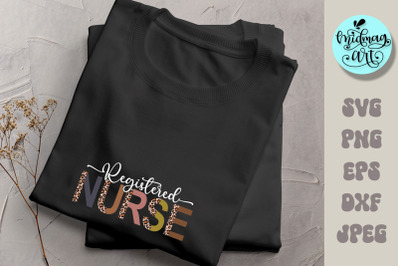 Registered nurse half leopard svg&2C; nurse sublimation&2C; nurse png