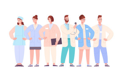Medical team characters. Hospital staff, doctor nurse health care work