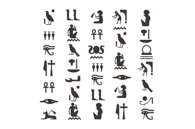 Black egyptians hieroglyphs. Hieroglyph of ancient egypt, pattern vect