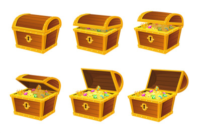 Treasures chest animation. Chain animations of pirate treasure chests,