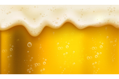 Realistic yellow beer foam. Macro fizzy beers for octoberfest or brewe