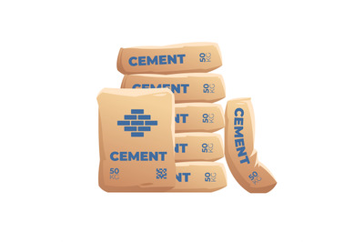 Cement Sacks. Pack bag cemented powder, sack with industry material fo