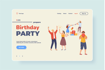 Prepare birthday party. Lending for website, plan joy celebrate with g