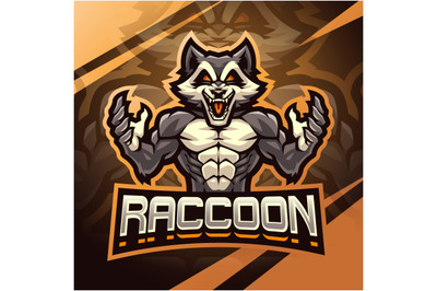 Raccoon fighter esport mascot logo design