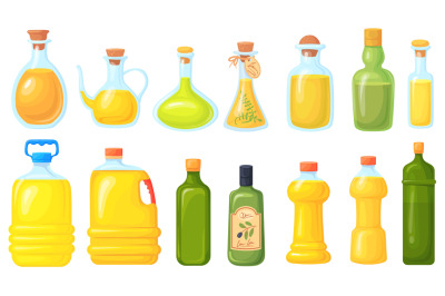 Soya oil bottles. Cooking variety vegetable oils glass or plastic bott